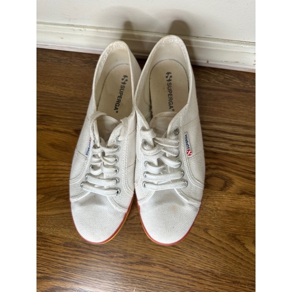 Superga White Canvas Rainbow Platform Sneakers Women's US 7.5 EU 40 - Picture 6 of 9